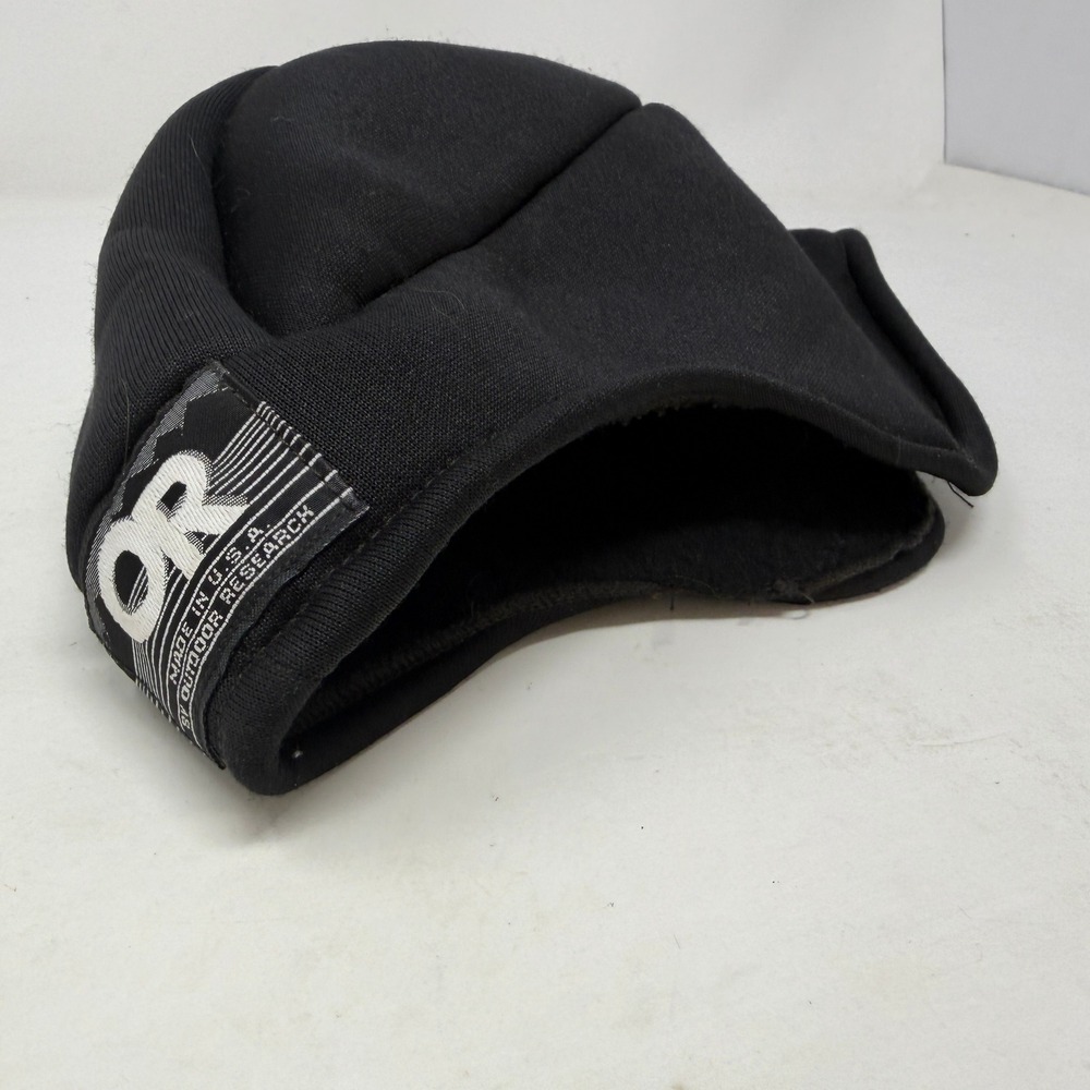Outdoor Research Hat Unisex Large Fleece Earflap Cap Black Made in USA EUC